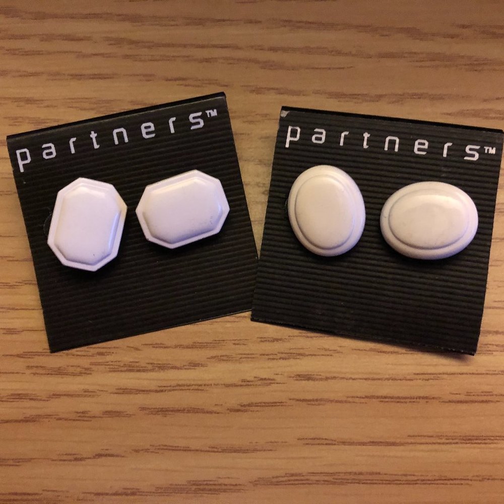 Two Pairs of White Partners Earrings